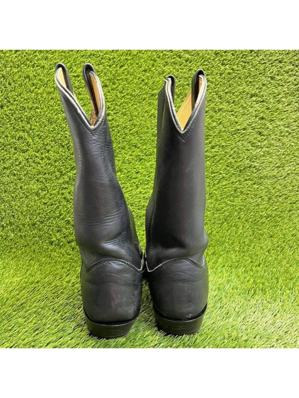 Olathe Mens Size 10 Black Classic Outdoor Leather Pull On Cowboy Western Boots